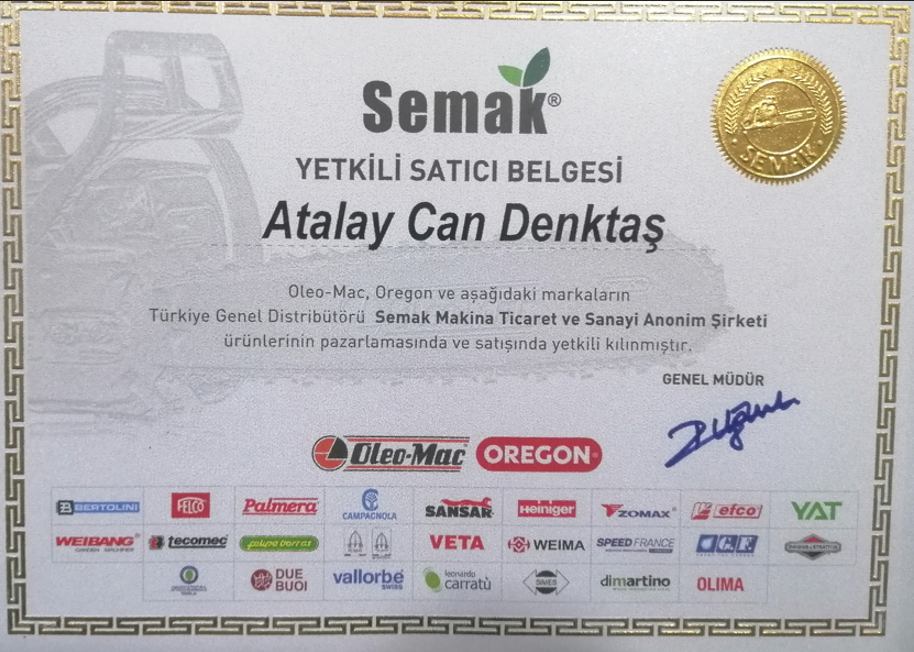 SEMAK YETKİLİ SATICI BELGESİ